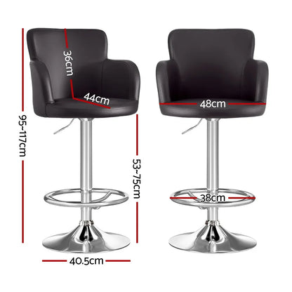 Artiss 1x Leather Bar Stools Swivel Adjustable Gas Lift PU Counter Chairs Brown - Mekamart Australia