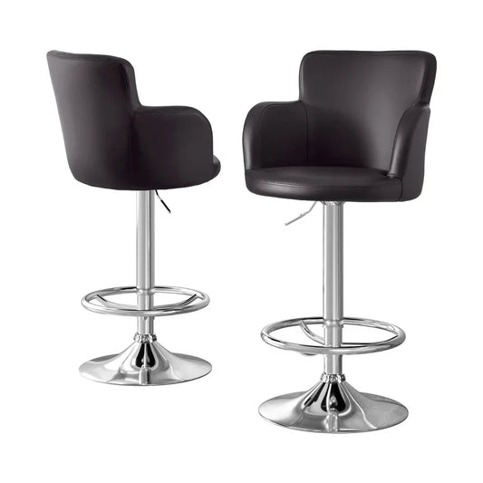 Artiss 2x Leather Bar Stools Swivel Adjustable Gas Lift PU Counter Chairs Brown - Mekamart Australia