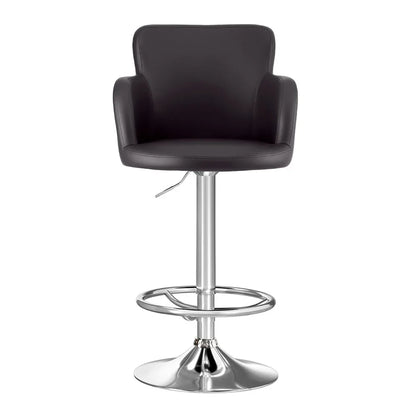 Artiss 2x Leather Bar Stools Swivel Adjustable Gas Lift PU Counter Chairs Brown - Mekamart Australia