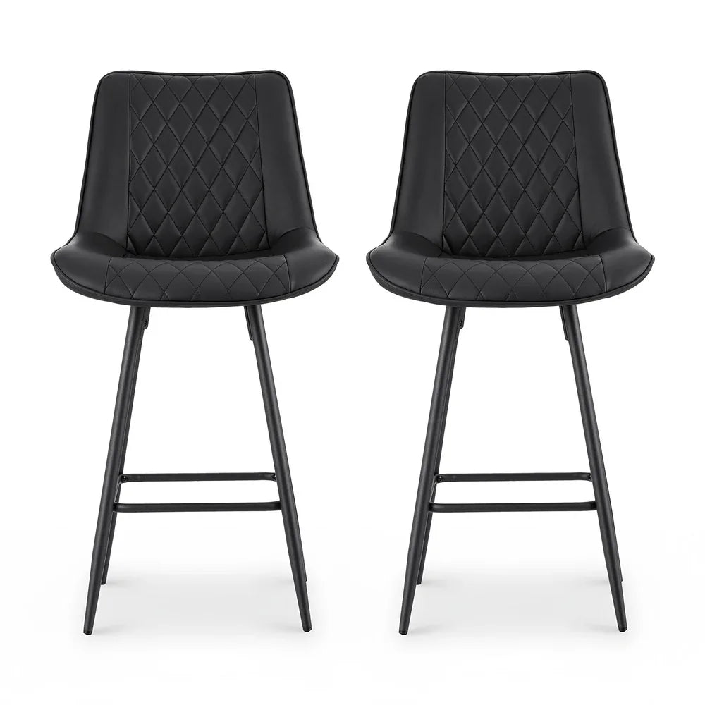 Artiss 2x Bar Stools Kitchen Dining Chair Counter Stool Diamond PU Leather Black - Mekamart Australia