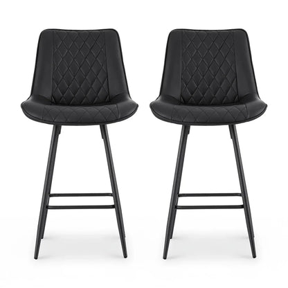 Artiss 2x Bar Stools Kitchen Dining Chair Counter Stool Diamond PU Leather Black - Mekamart Australia