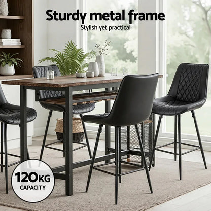 Artiss 2x Bar Stools Kitchen Dining Chair Counter Stool Diamond PU Leather Black - Mekamart Australia