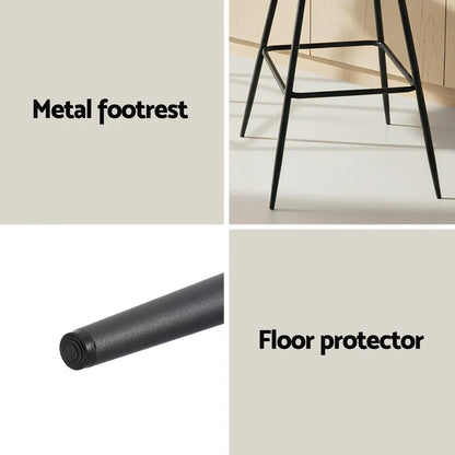 Artiss 2x Bar Stools Kitchen Dining Chair Counter Stool Diamond PU Leather Black - Mekamart Australia