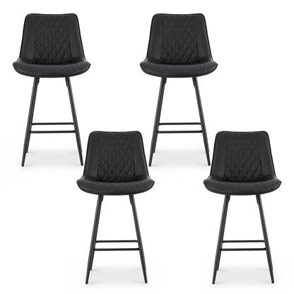 Artiss 4x Bar Stools Kitchen Dining Chair Counter Stool Diamond PU Leather Black - Mekamart Australia