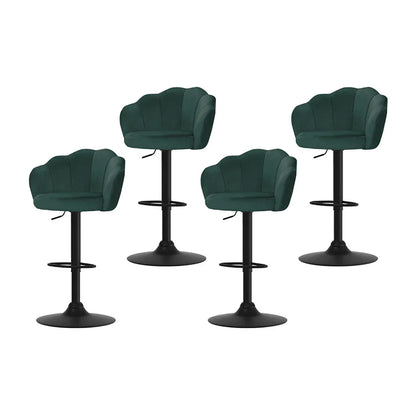 Artiss 4x Bar Stools Gas Lift Velvet Green - Mekamart Australia