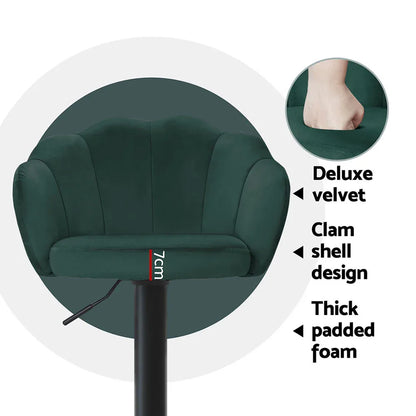 Artiss 4x Bar Stools Gas Lift Velvet Green - Mekamart Australia