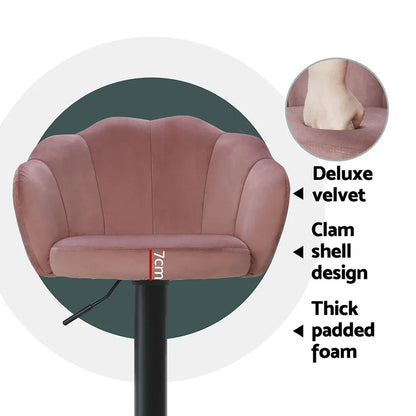 Artiss 4x Bar Stools Gas Lift Velvet Pink - Mekamart Australia