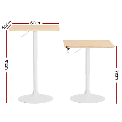 Artiss Bar Table Swivel Base Gas Lift Counter Dining Table 60CM Square Pine - Mekamart Australia