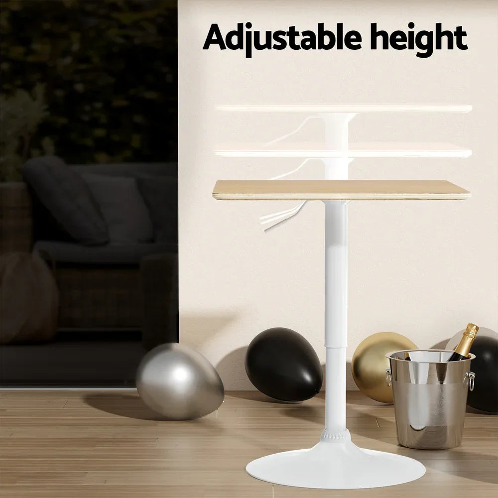 Artiss Bar Table Swivel Base Gas Lift Counter Dining Table 60CM Square Pine - Mekamart Australia