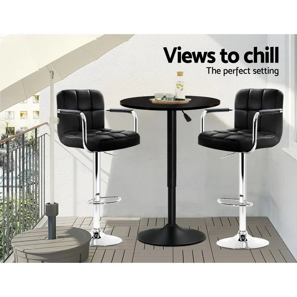 Artiss Bar Table Gas Lift Round Black - Mekamart Australia