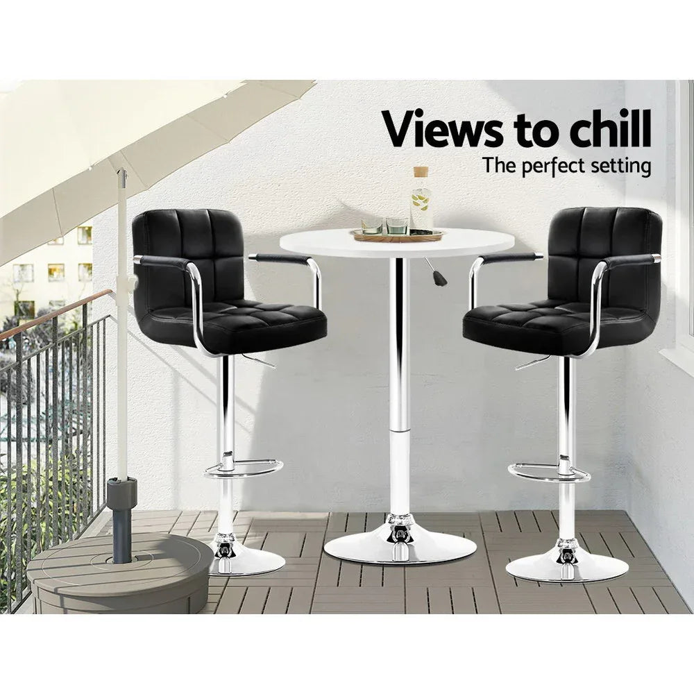 Artiss Bar Table Gas Lift Round White - Mekamart Australia