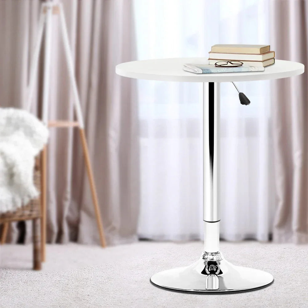 Artiss Bar Table Gas Lift Round White - Mekamart Australia