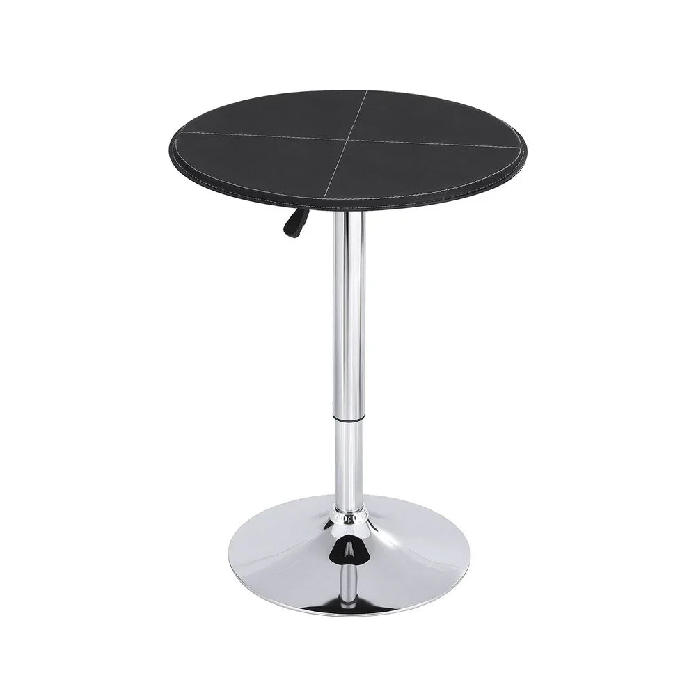 Artiss Bar Table Round Swivel Height Adjustable 62cm Modern PVC Leather Black - Mekamart Australia
