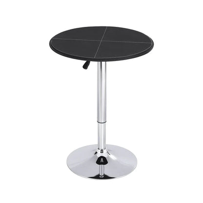 Artiss Bar Table Round Swivel Height Adjustable 62cm Modern PVC Leather Black - Mekamart Australia