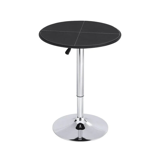 Artiss Bar Table Round Swivel Height Adjustable 62cm Modern PVC Leather Black - Mekamart Australia