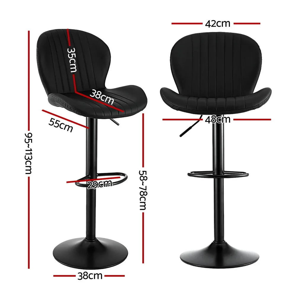 Artiss 4x Bar Stools Kitchen Swivel Gas Lift Counter Chair Shell Leather Black - Mekamart Australia
