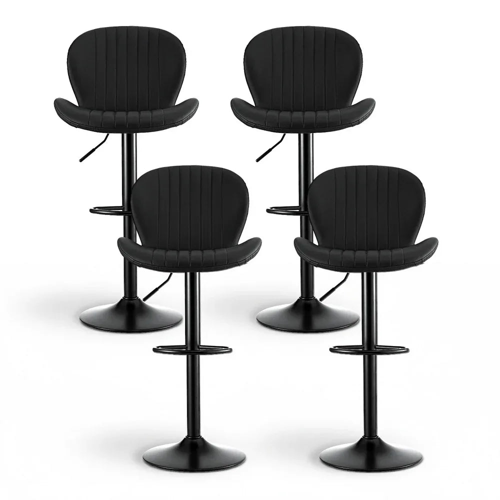 Artiss 4x Bar Stools Kitchen Swivel Gas Lift Counter Chair Shell Leather Black - Mekamart Australia