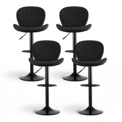 Artiss 4x Bar Stools Kitchen Swivel Gas Lift Counter Chair Shell Leather Black - Mekamart Australia
