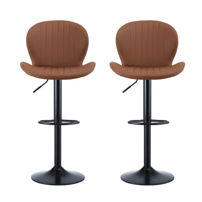 Artiss 2x Bar Stools Kitchen Swivel Gas Lift Counter Chair Shell Leather Brown - Mekamart Australia