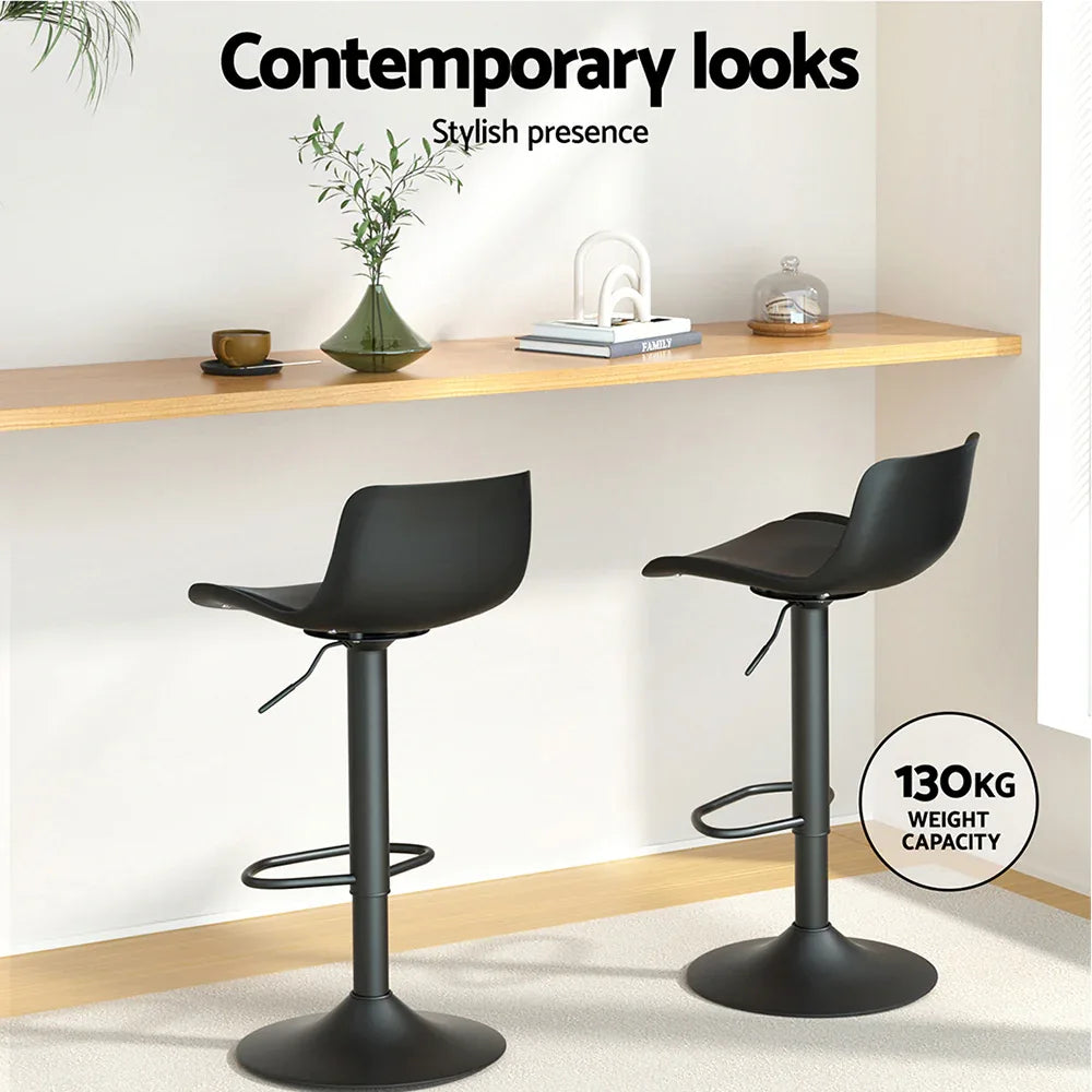 Artiss 2x Bar Stools Padded Seat Gas Lift Black - Mekamart Australia