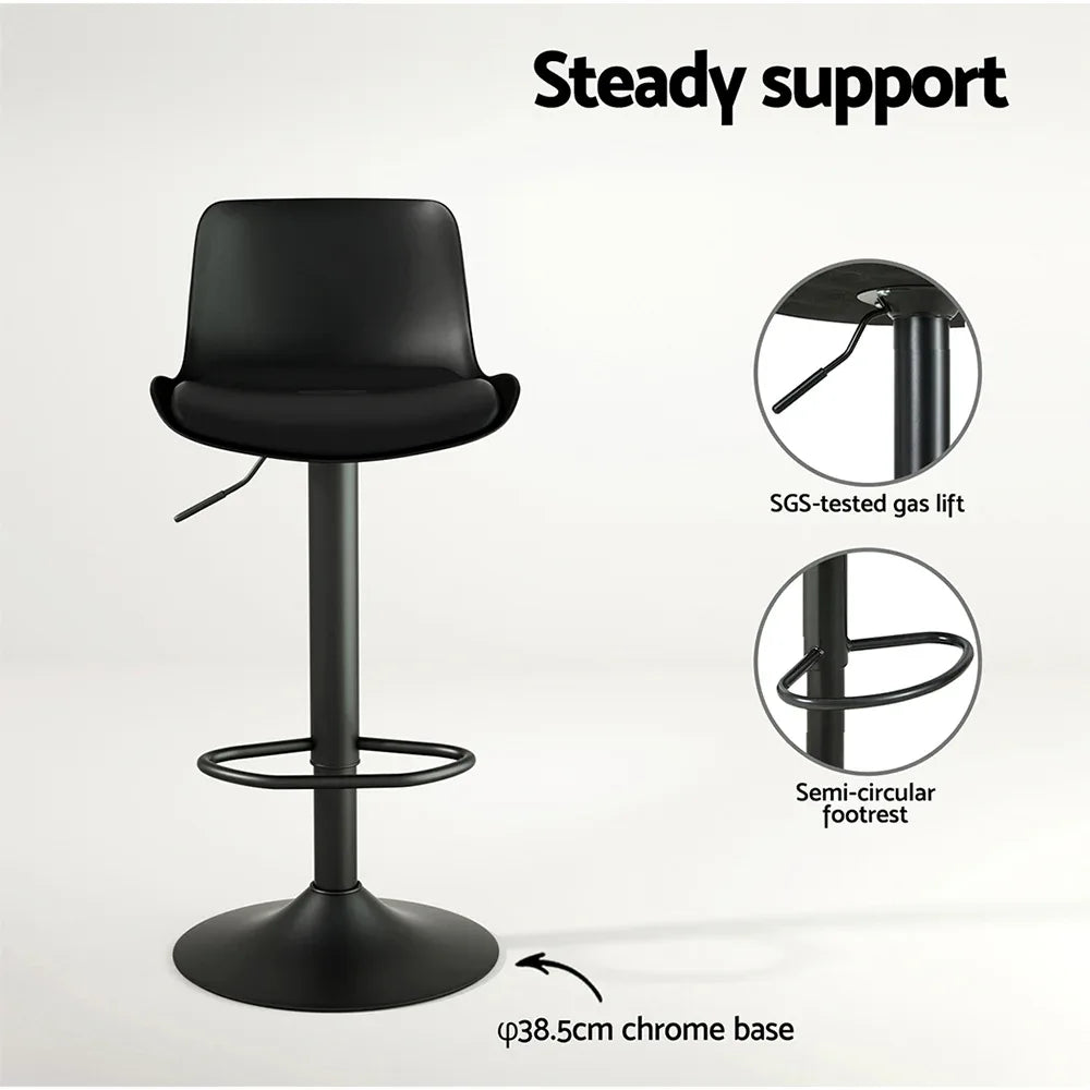 Artiss 2x Bar Stools Padded Seat Gas Lift Black - Mekamart Australia