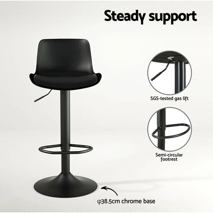 Artiss 2x Bar Stools Padded Seat Gas Lift Black - Mekamart Australia