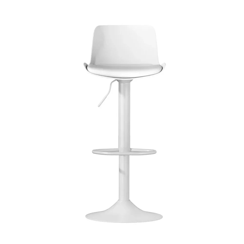 Artiss Bar Stools Kitchen Swivel Gas Lift Stool Leather Dining Chairs White x2 - Mekamart Australia