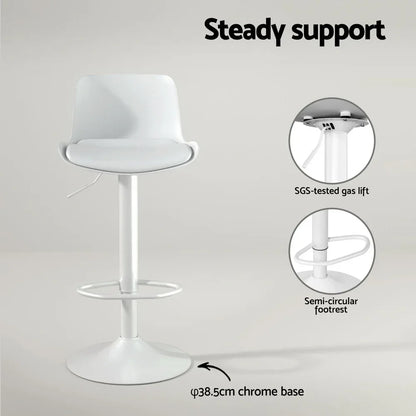 4x Artiss Bar Stools Kitchen Swivel Gas Lift Stool Leather Dining Chairs White - Mekamart Australia