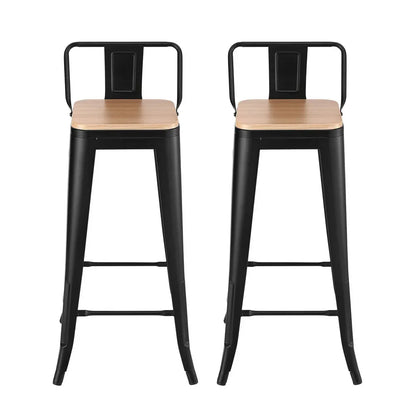 Artiss 2x Bar Stools Kitchen Counter High Chair Dining Stackable Metal Black - Mekamart Australia