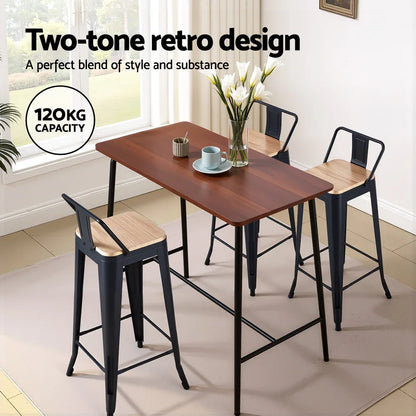 Artiss 2x Bar Stools Kitchen Counter High Chair Dining Stackable Metal Black - Mekamart Australia