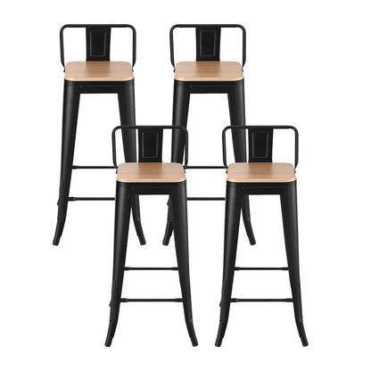 Artiss 4x Bar Stools Kitchen Counter High Chair Dining Stackable Metal Black - Mekamart Australia