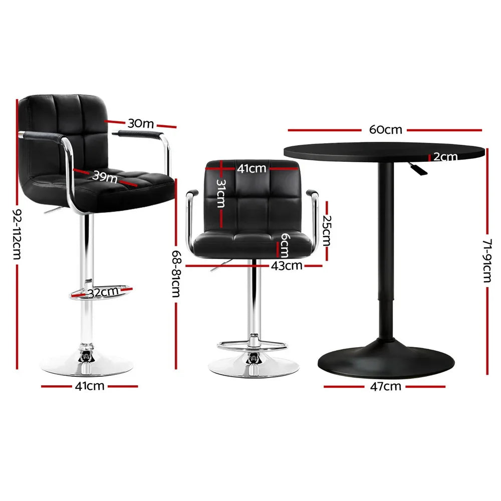 Artiss Bar Table and Stools Set Dining Desk Kitchen Chairs Cafe Pub - Mekamart Australia
