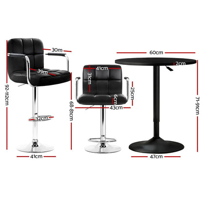 Artiss Bar Table and Stools Set Dining Desk Kitchen Chairs Cafe Pub - Mekamart Australia