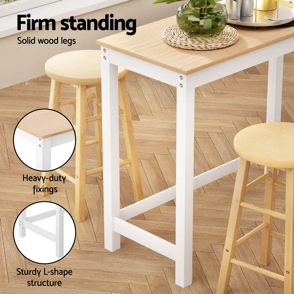 Artiss Bar Table and Stools Set Dining Desk Kitchen Chairs Cafe Pub - Mekamart Australia