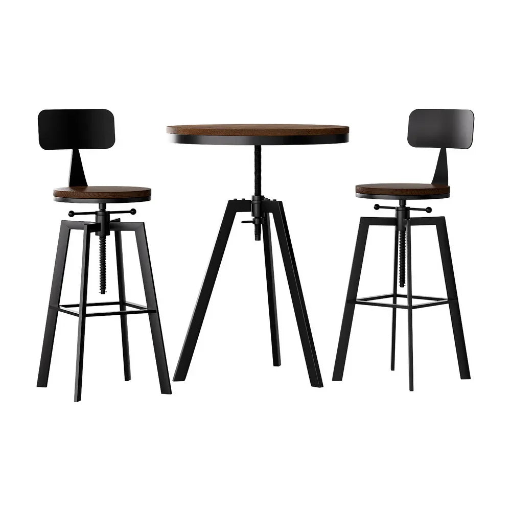 Artiss Bar Table and Stools Set Dining Desk Industrial Kitchen Chairs Cafe Pub - Mekamart Australia