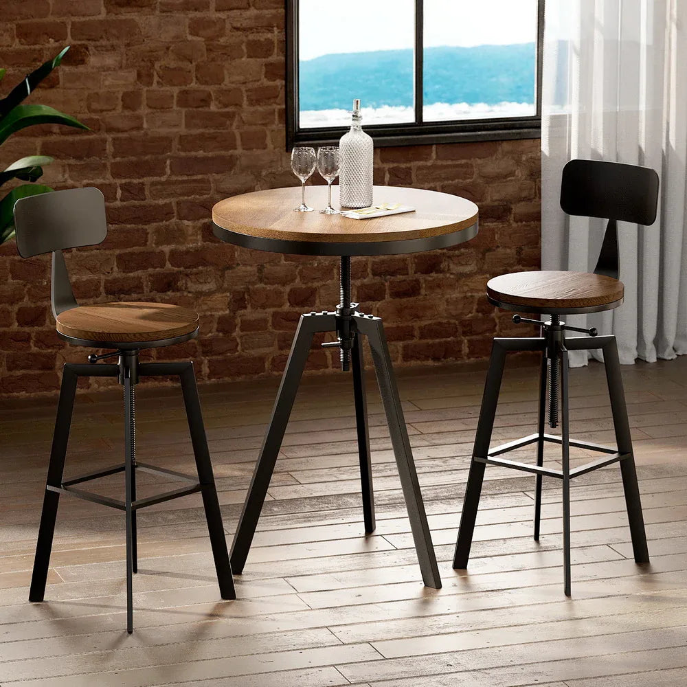 Artiss Bar Table and Stools Set Dining Desk Industrial Kitchen Chairs Cafe Pub - Mekamart Australia