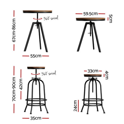 Artiss Bar Table Stools Set Dining Desk Industrial Kitchen Chairs Cafe Pub - Mekamart Australia