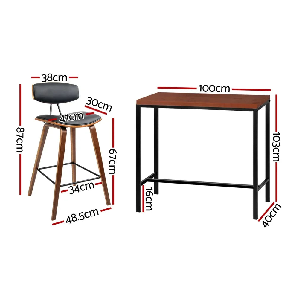 Artiss Bar Table and Stools Set Dining Desk Kitchen Chairs Cafe Pub - Mekamart Australia