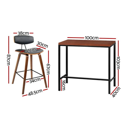 Artiss Bar Table and Stools Set Dining Desk Kitchen Chairs Cafe Pub - Mekamart Australia