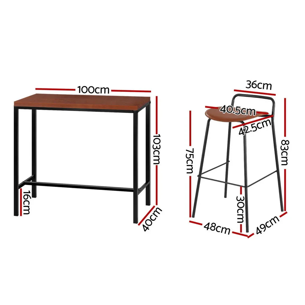 Artiss Bar Table and Stools Set Dining Desk Kitchen Chairs Cafe Pub - Mekamart Australia