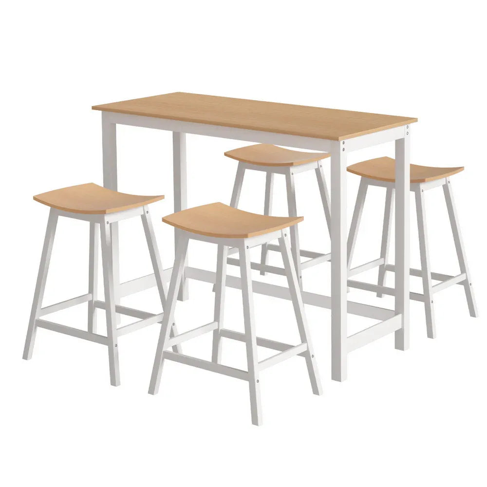 Artiss Bar Table and Stools Set Dining Desk Solid Wood Kitchen Chairs Cafe Pub - Mekamart Australia