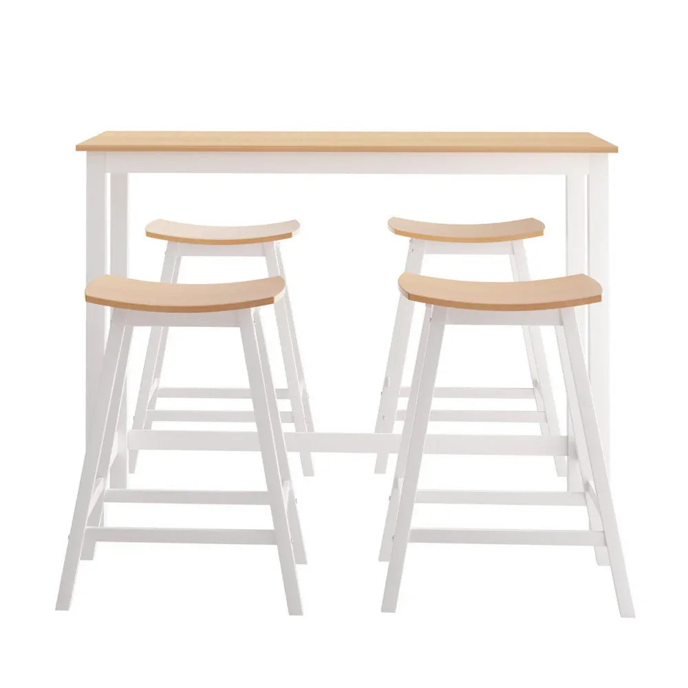 Artiss Bar Table and Stools Set Dining Desk Solid Wood Kitchen Chairs Cafe Pub - Mekamart Australia