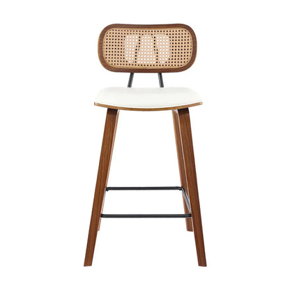 2x Artiss Bar Stools Kitchen Counter Rattan Chairs PU Leather Padding - Mekamart Australia