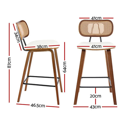 4x Artiss Bar Stools Kitchen Counter Rattan Chairs PU Leather Padding - Mekamart Australia