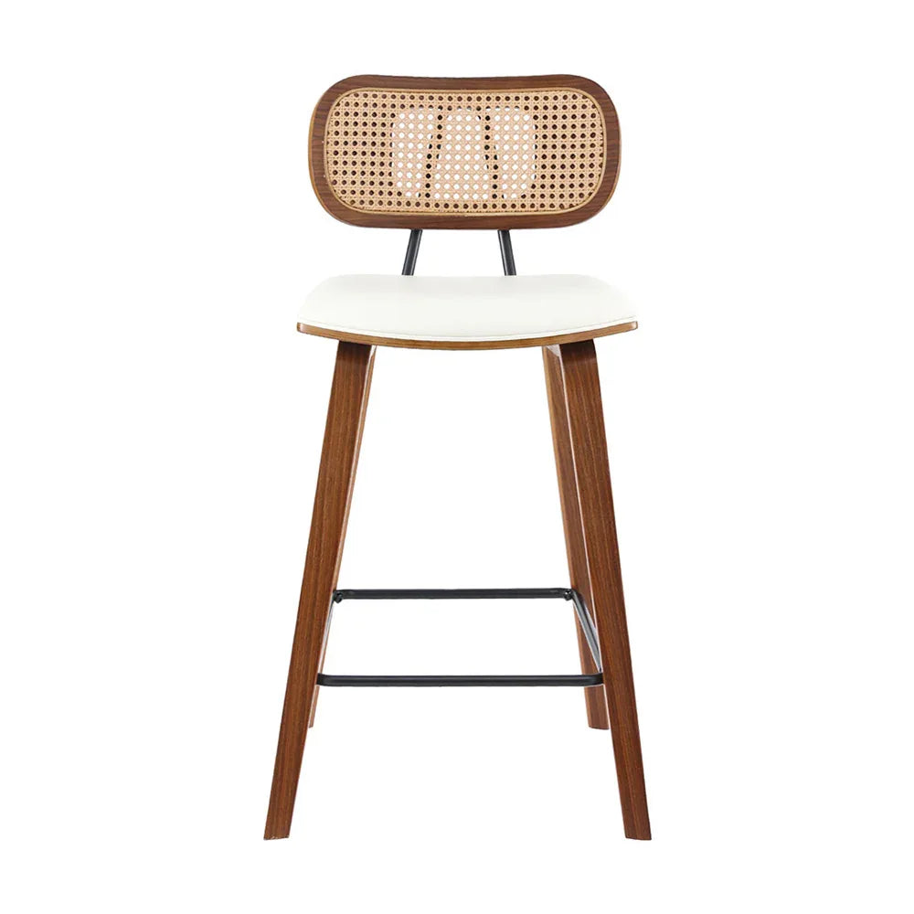 4x Artiss Bar Stools Kitchen Counter Rattan Chairs PU Leather Padding - Mekamart Australia