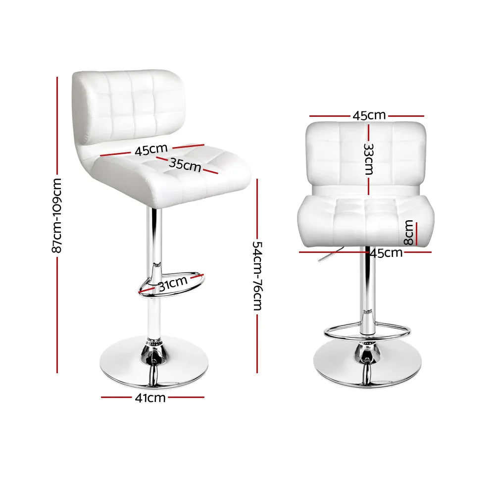 Artiss 4x Bar Stools Gas Lift Leather Padded White - Mekamart Australia