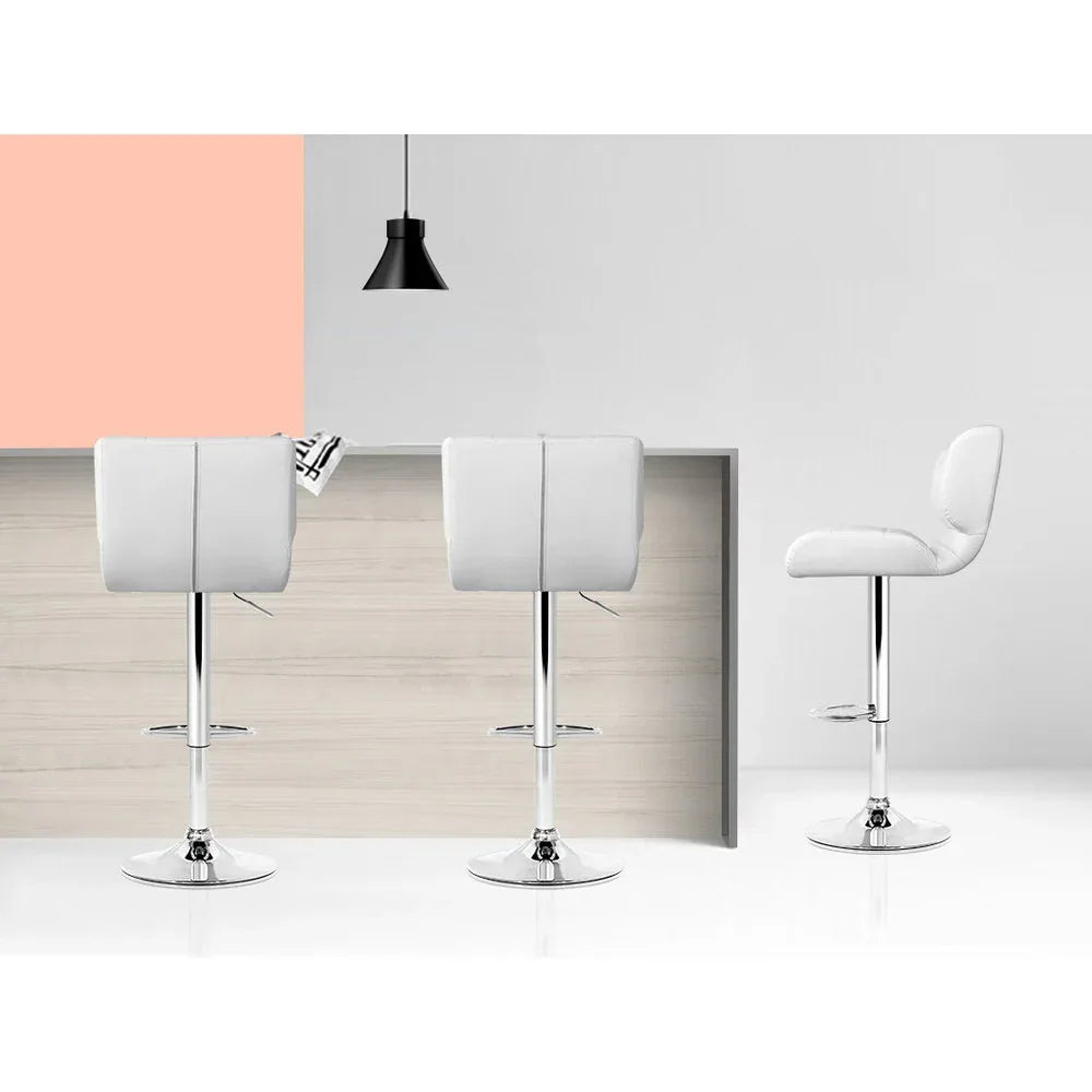 Artiss 4x Bar Stools Gas Lift Leather Padded White - Mekamart Australia