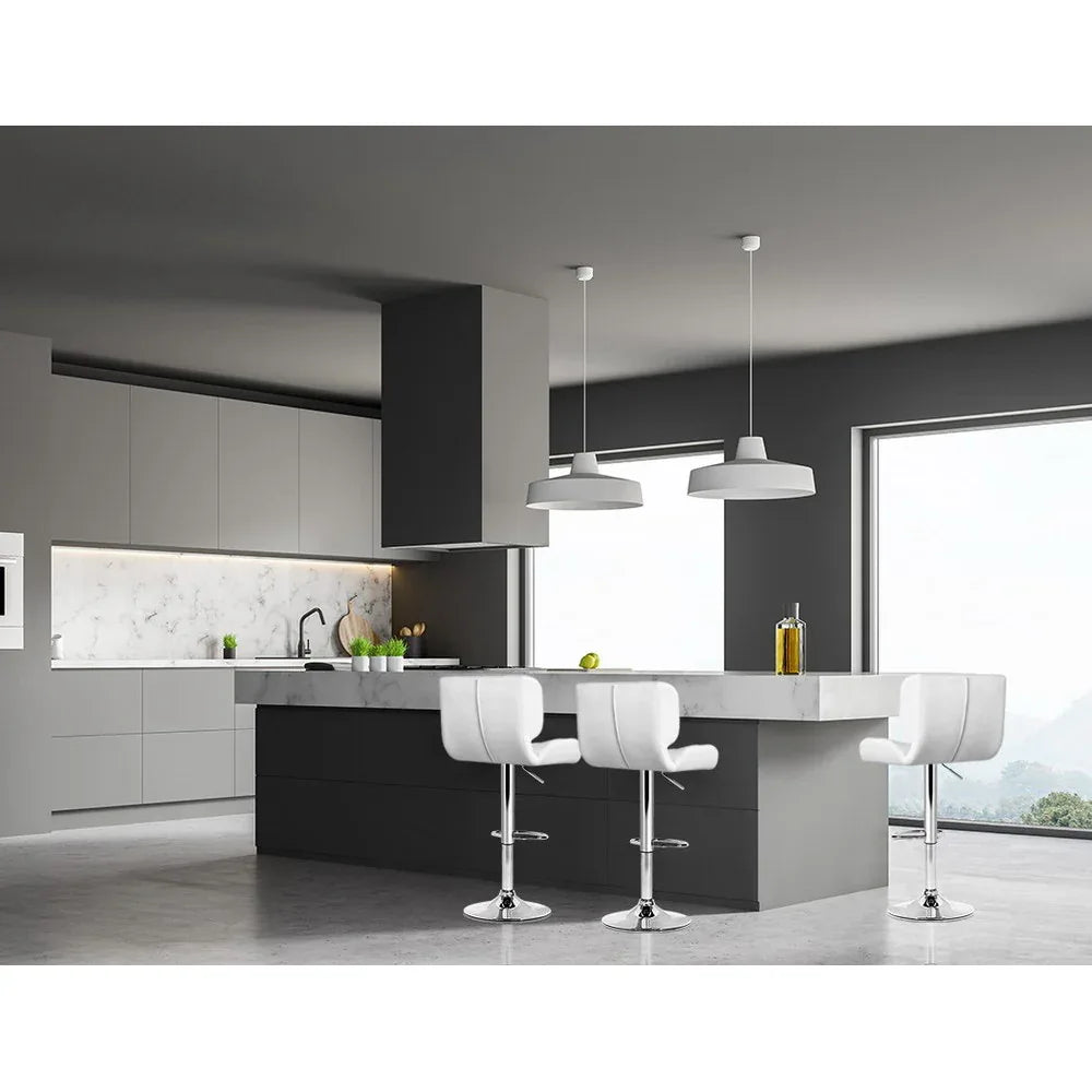 Artiss 4x Bar Stools Gas Lift Leather Padded White - Mekamart Australia
