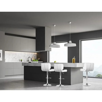 Artiss 4x Bar Stools Gas Lift Leather Padded White - Mekamart Australia
