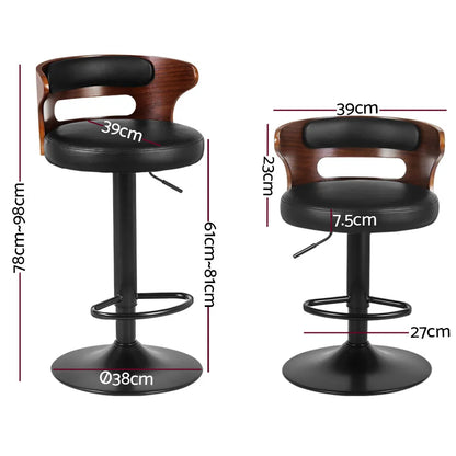 Artiss 2x Bar Stools Gas Lift Faux Leather - Mekamart Australia